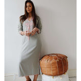 Grey with Lilac Caftan Kaftan Aisha Maxi Dress-Moroccan kaftan - Maison De Marrakech