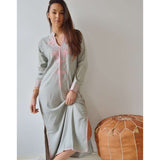 Grey with Lilac Caftan Kaftan Aisha Maxi Dress-Moroccan kaftan - Maison De Marrakech