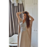 Beige Marrakech Resort Lounge Wear Caftan Kaftan with Silver Embroidery - Maison De Marrakech