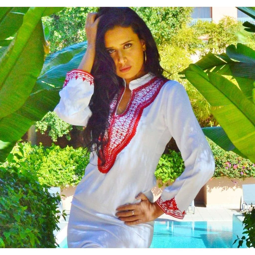 White Autumn Winter Resort Maxi Boho Kaftan - Maison De Marrakech