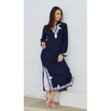 Trendy Salma Style Navy Blue Moroccan Kaftan - Maison De Marrakech