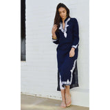 Trendy Salma Style Navy Blue Moroccan Kaftan - Maison De Marrakech