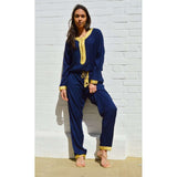 Marrakech Navy Blue Kara Jumpsuit-Embroidered Jumpsuit - Maison De Marrakech