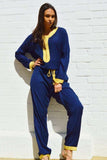 Marrakech Navy Blue Kara Jumpsuit-Embroidered Jumpsuit - Maison De Marrakech