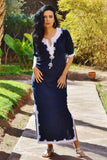 Khalida Style Navy Blue Caftan Kaftan - Maison De Marrakech