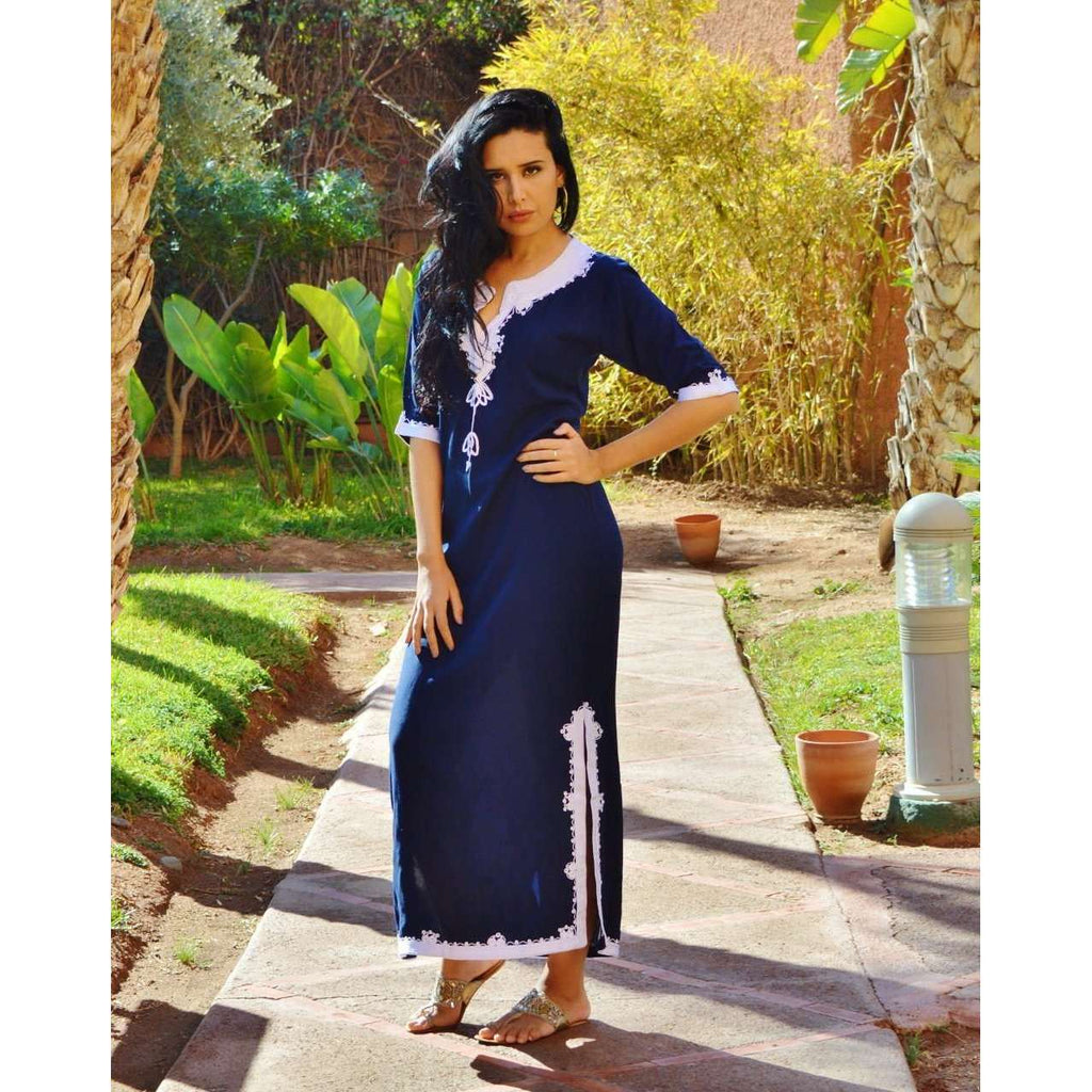 Khalida Style Navy Blue Caftan Kaftan - Maison De Marrakech