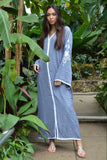 Grey Floral Moroccan Embroidery Kaftan Caftan- Rose - Maison De Marrakech