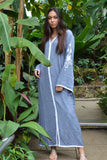 Grey Floral Moroccan Embroidery Kaftan Caftan- Rose - Maison De Marrakech