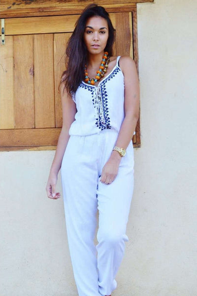 Marrakech White Karima Boho Jumpsuit - Maison De Marrakech