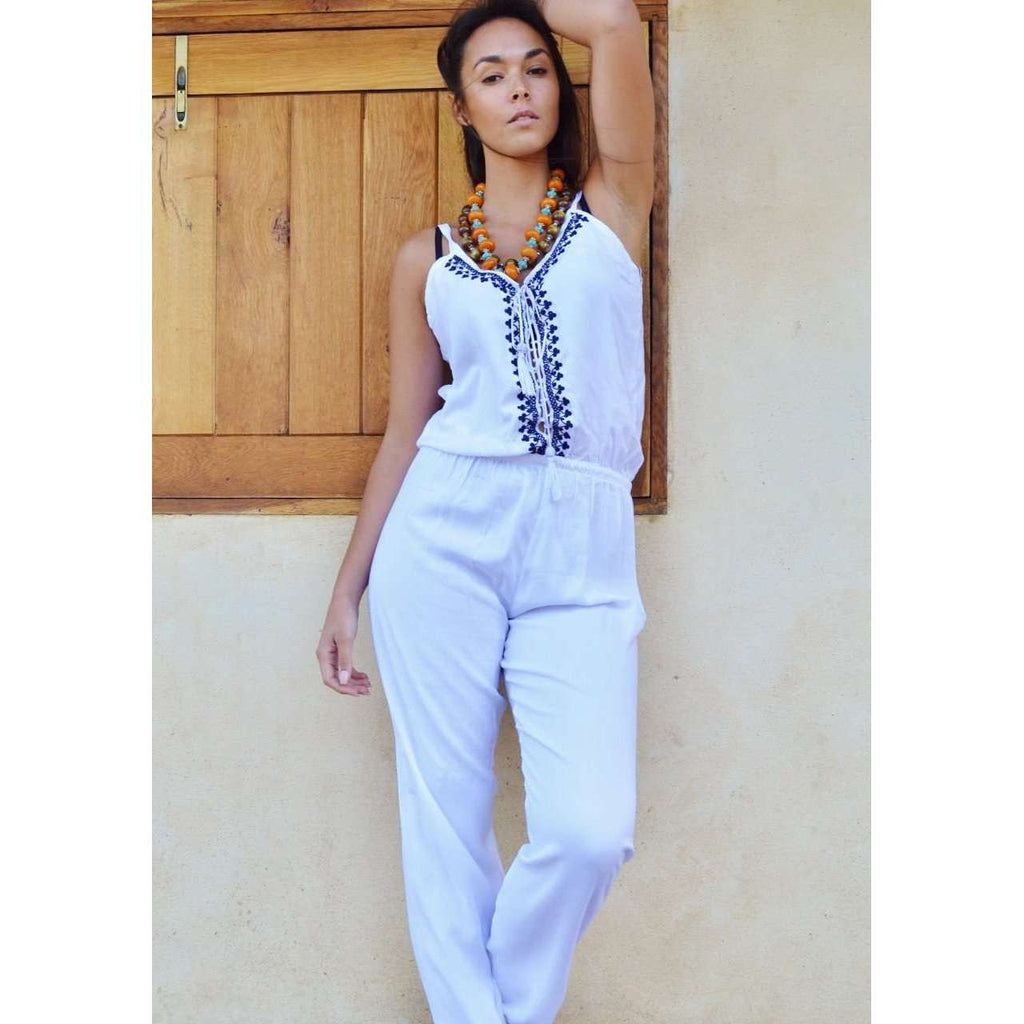 Marrakech White Karima Boho Jumpsuit - Maison De Marrakech