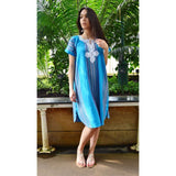 Turquoise Blue Bedouin Resort Loungewear Short Caftan Kaftan- Moroccan Kaftan - Maison De Marrakech
