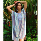 White Bedouin Resort Loungewear Short Caftan Kaftan- Moroccan Kaftan - Maison De Marrakech