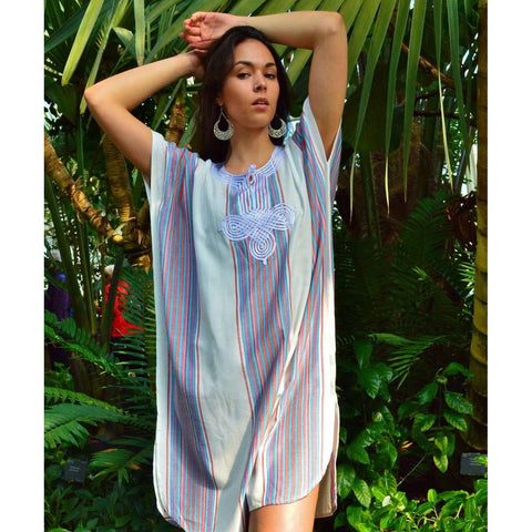 White Bedouin Resort Loungewear Short Caftan Kaftan- Moroccan Kaftan - Maison De Marrakech