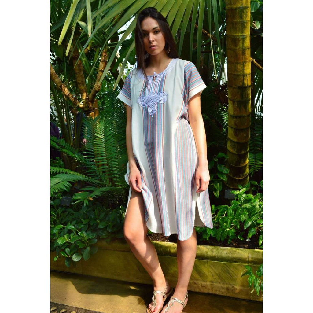 White Bedouin Resort Loungewear Short Caftan Kaftan- Moroccan Kaftan - Maison De Marrakech