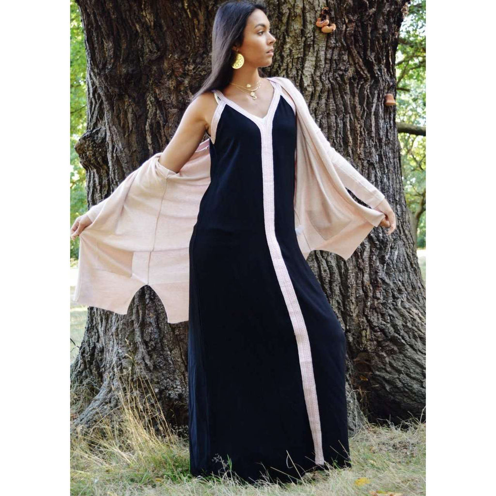 Black Boho Sahra Maxi Dress- Moroccan Kaftan - Maison De Marrakech