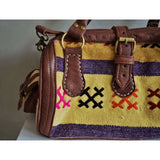 Moroccan Kilim Leather Satchel Cross Shoulder Straps Berber style No.3 - Maison De Marrakech