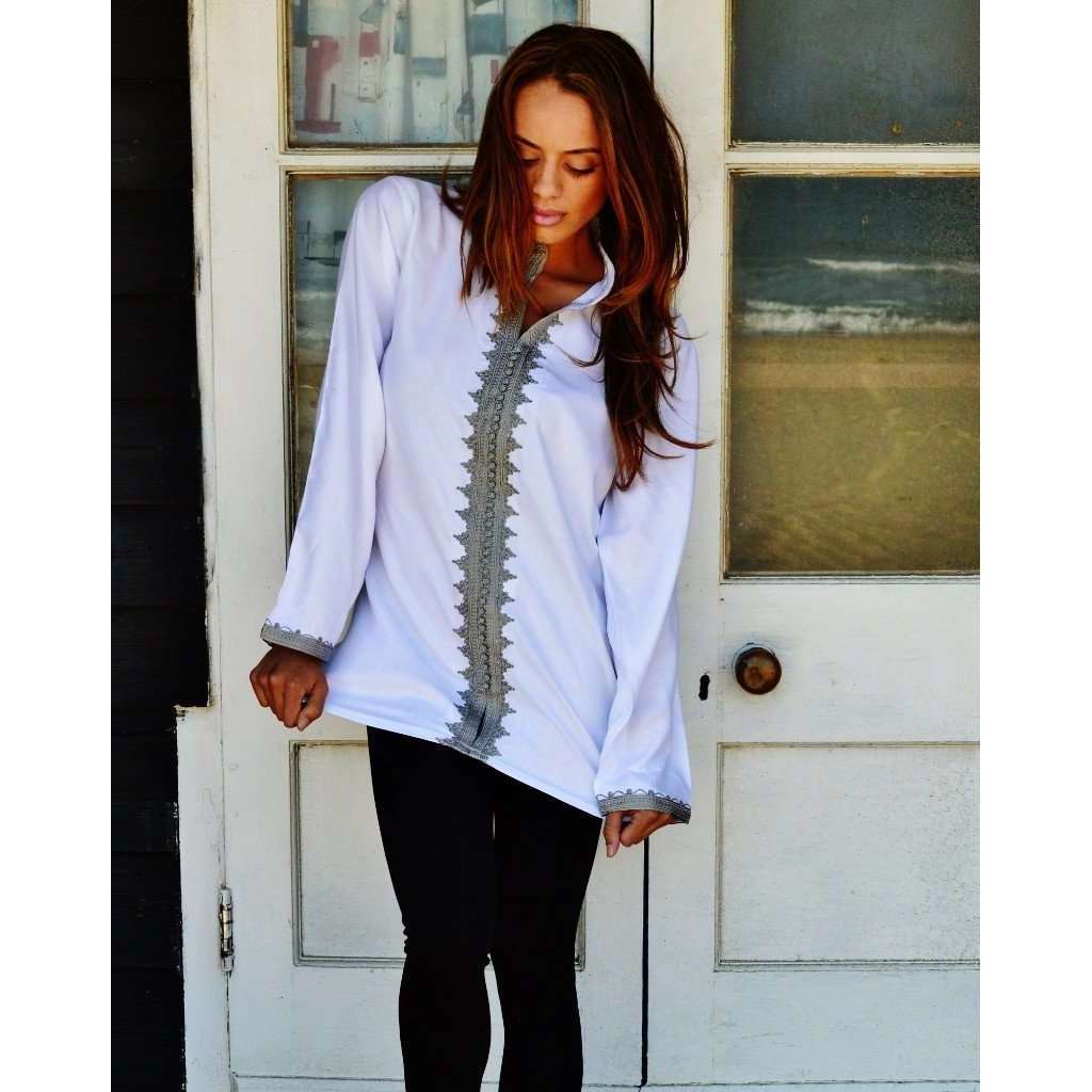 White Boyfriend Boho Shirt-Rachid Style - Maison De Marrakech