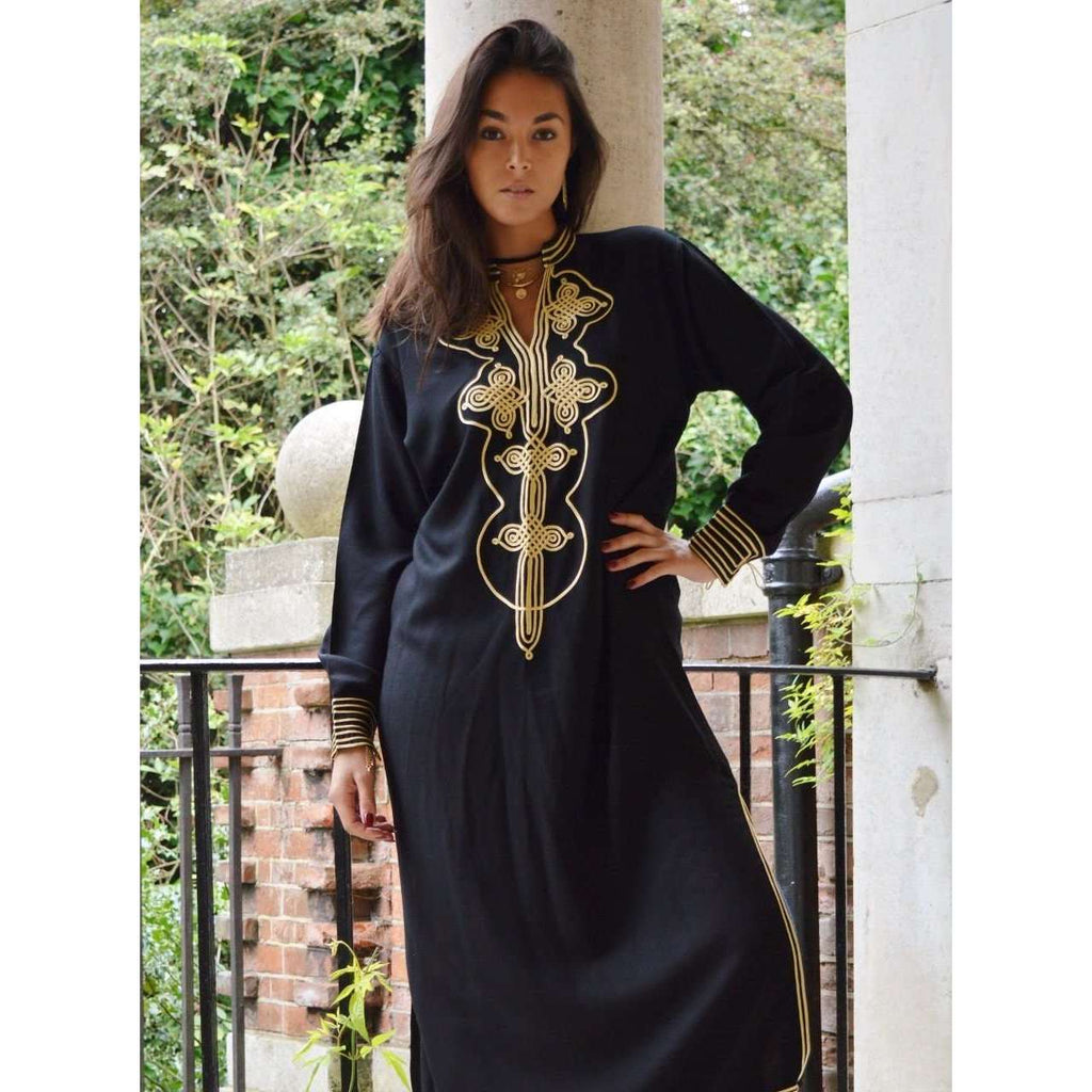 Black Moroccan Aisha Kaftan- Moroccan Kaftan - Maison De Marrakech