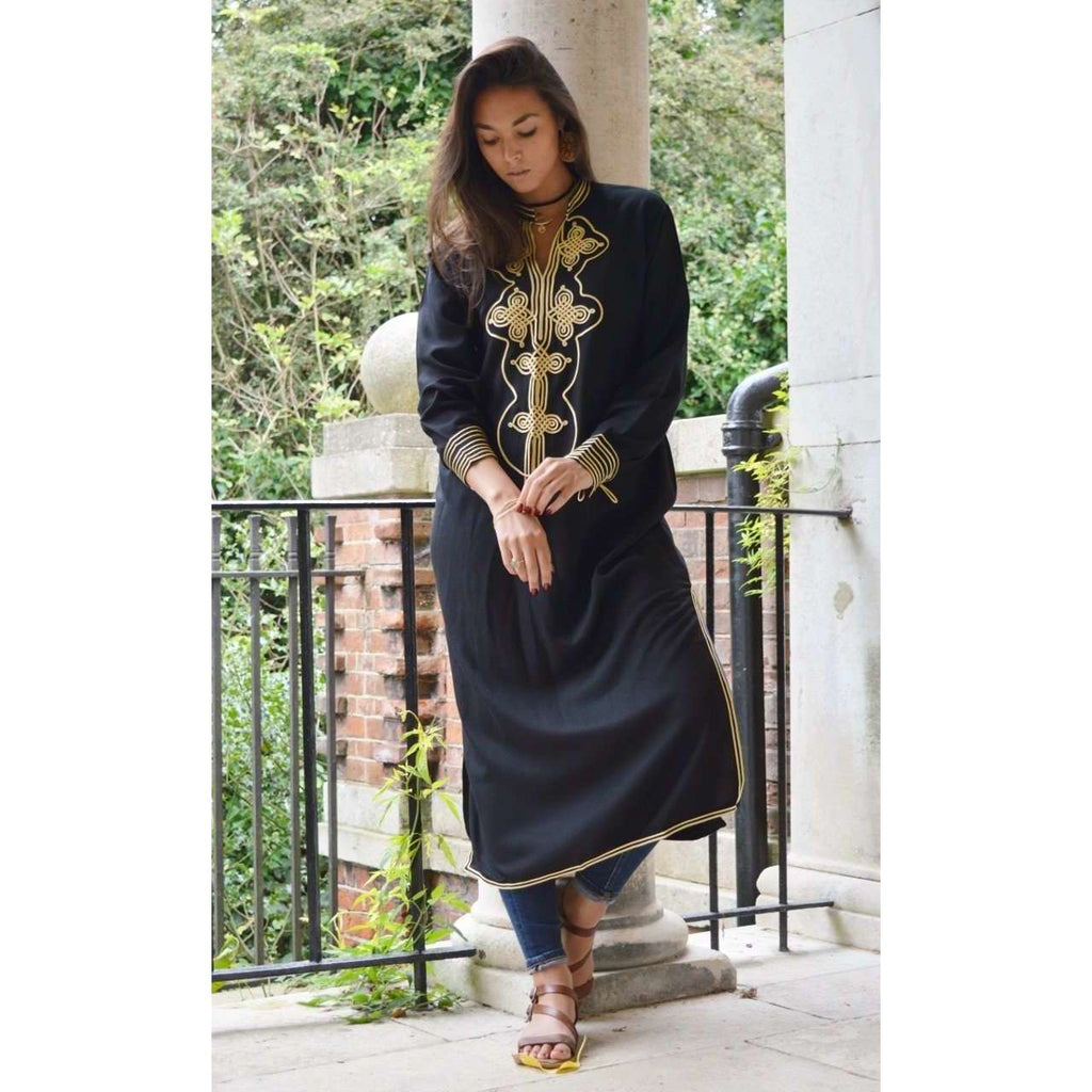 Black Moroccan Aisha Kaftan- Moroccan Kaftan - Maison De Marrakech