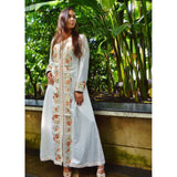 White Floral Moroccan Takchita Party Kaftan-Flora Style - Maison De Marrakech