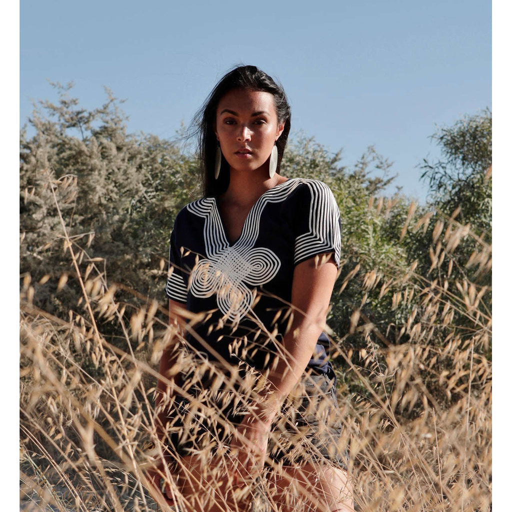Amira Black & Silver Tunic Shirt-Moroccan Shirt