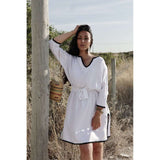 White & Black Rabat Tunic Dress-Moroccan Dress, Lounge wear,White & Black Rabat Tunic Dress-Moroccan Dress, Lounge wear