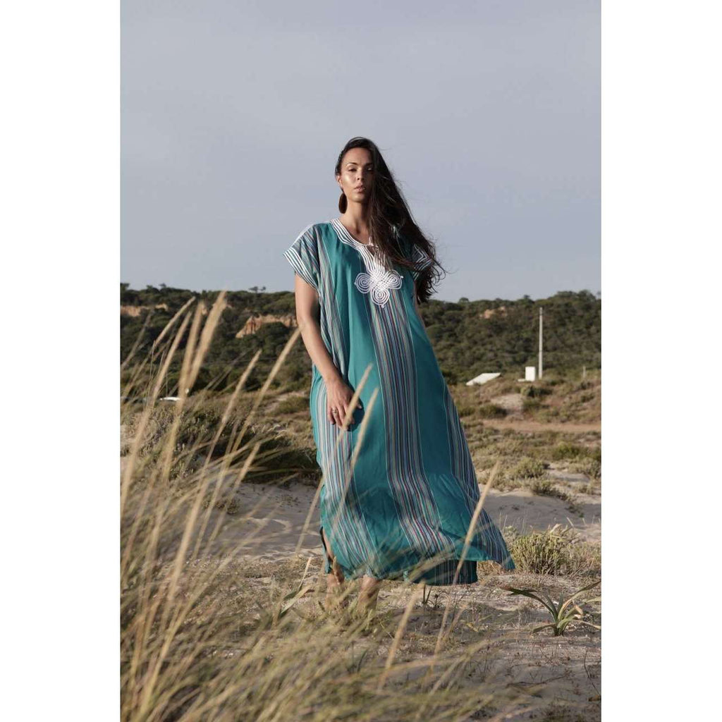 Teal Green Bedouin Kaftan Caftan & Loungewear,Teal Green Bedouin Kaftan Caftan & Loungewear