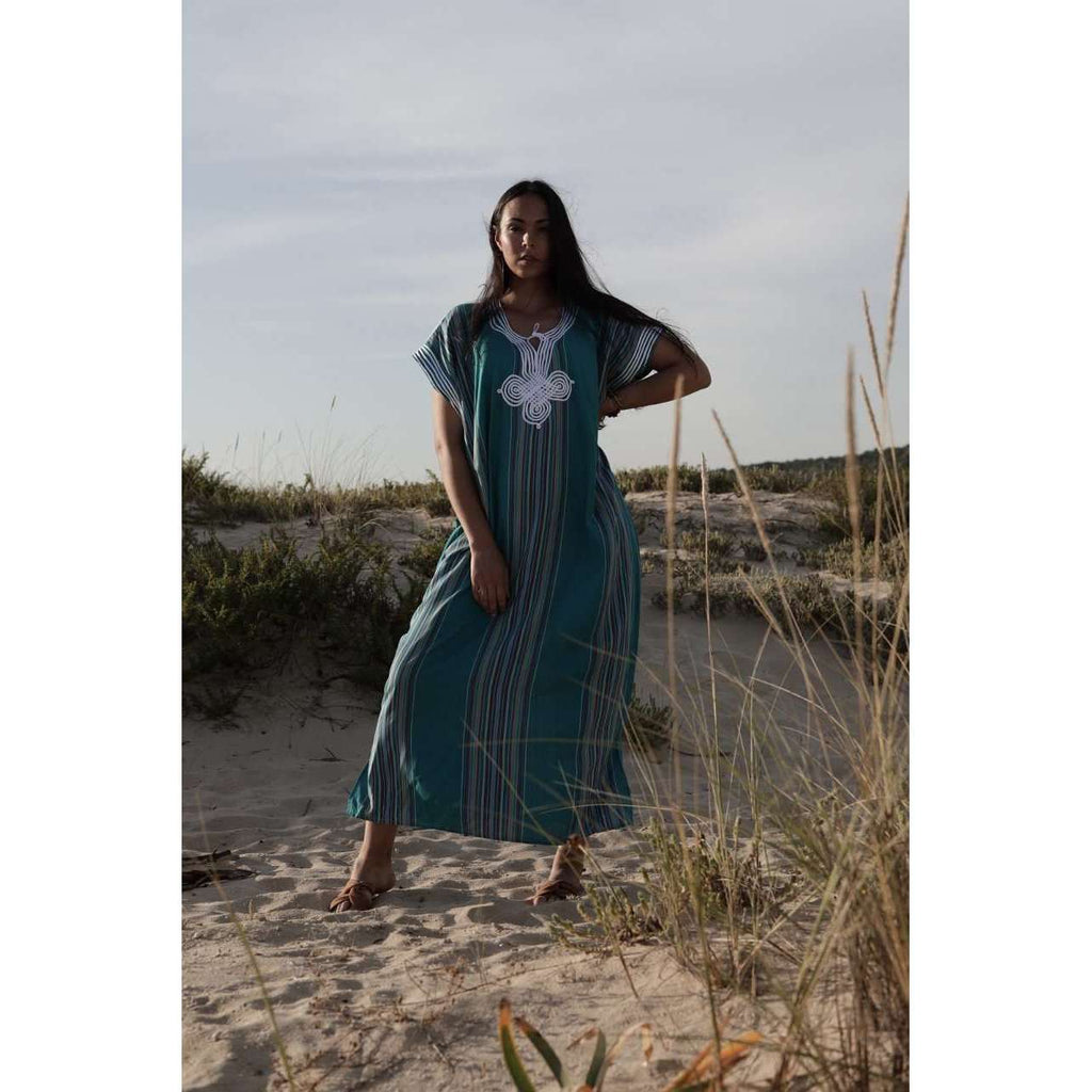 Teal Green Bedouin Kaftan Caftan & Loungewear,Teal Green Bedouin Kaftan Caftan & Loungewear