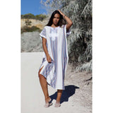 White Bedouin Resort Loungewear Maxi Caftan Kaftan- Moroccan Kaftan - Maison De Marrakech