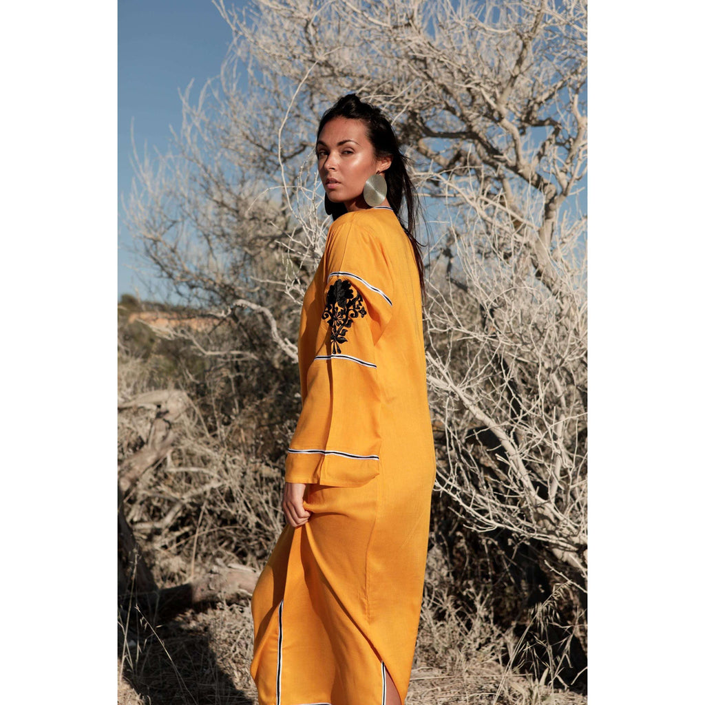 Adriana Yellow Moroccan Kaftan, Maxi Dress,Adriana Yellow Moroccan Kaftan, Maxi Dress