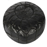 Black Moroccan Leather Pouf - Maison De Marrakech