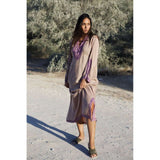Beige with Lilac Caftan Kaftan Nadia Maxi Dress-moroccan kaftan - Maison De Marrakech