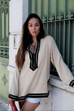 Beige Mariam Moroccan Tunic Shirt- Resortwear, Loungewear, Holidaywear, bohemian style tunic,Beige Mariam Moroccan Tunic Shirt- Resortwear, Loungewear, Holidaywear, bohemian style tunic