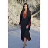 Black with Orange Caftan Kaftan Nadia Maxi Dress-moroccan kaftan - Maison De Marrakech