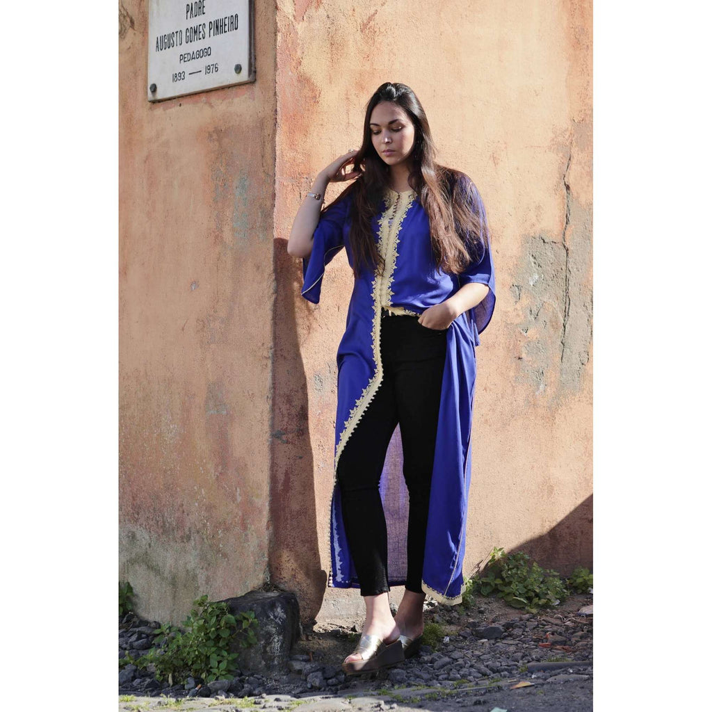 Blue Gold Kaftan Maxi Dress- Gypsy Style - Maison De Marrakech