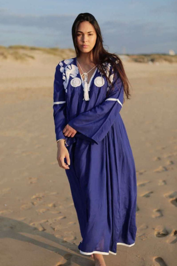 Blue Caftan Kaftan Noor Maxi Dress-moroccan kaftan - Maison De Marrakech