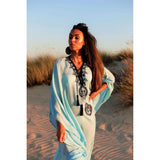 Light Blue Embroidery Resort Caftan Kaftan -beach cover up,Light Blue Embroidery Resort Caftan Kaftan -beach cover up