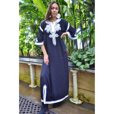 Black with White Caftan Kaftan Aziza Maxi Dress-moroccan kaftan,Black with White Caftan Kaftan Aziza Maxi Dress-moroccan kaftan