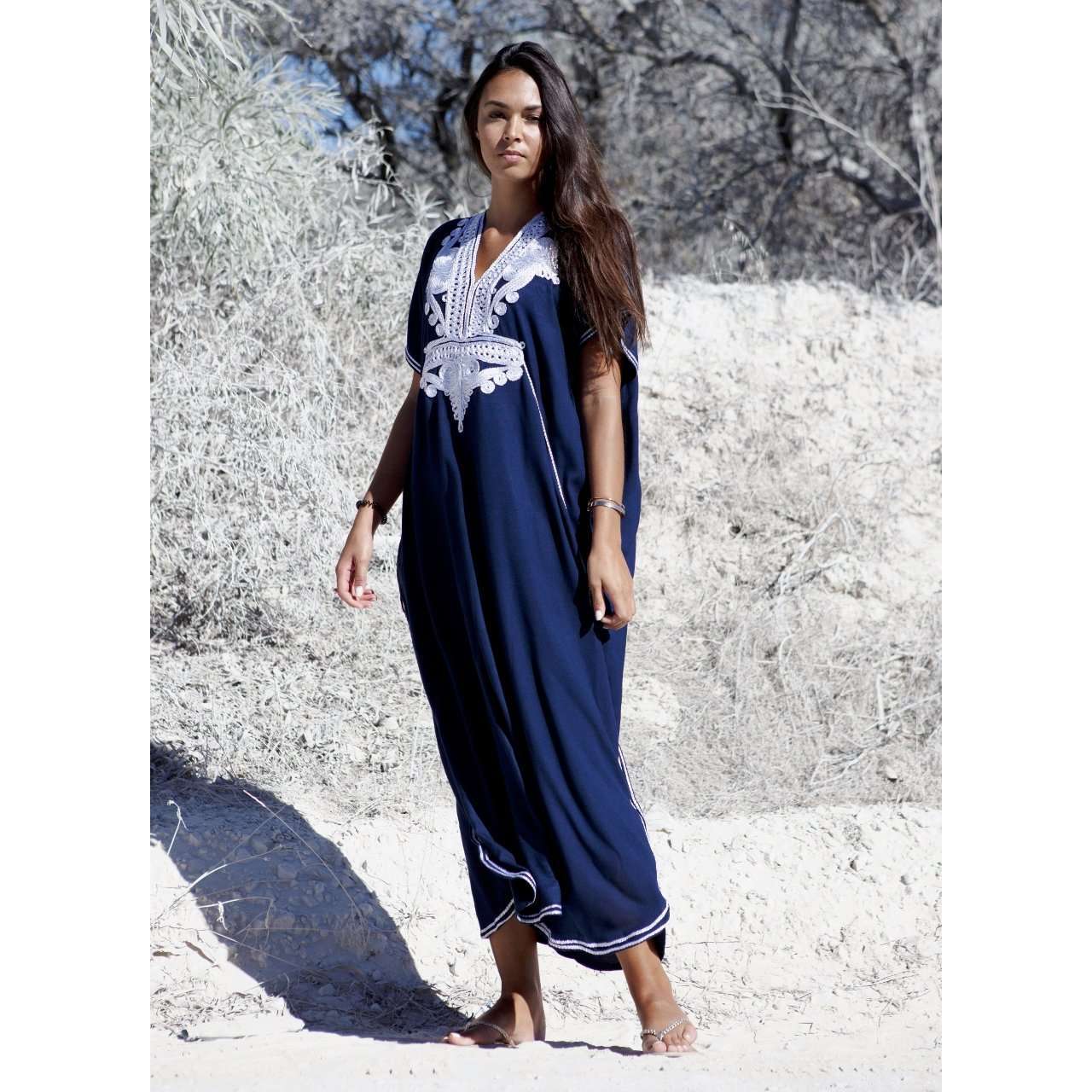 Sleeveless Marrakech Kaftan | Chino/Navy Vintage Lily