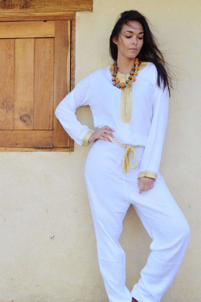 White Kara Jumpsuit-Embroidered Jumpsuit,White Kara Jumpsuit-Embroidered Jumpsuit