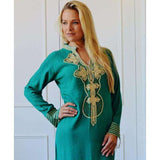 Emerald Green Aisha Boho Moroccan Kaftan - Maison De Marrakech