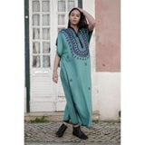 Turquoise Blue Berber Maternity Kaftan - Maison De Marrakech