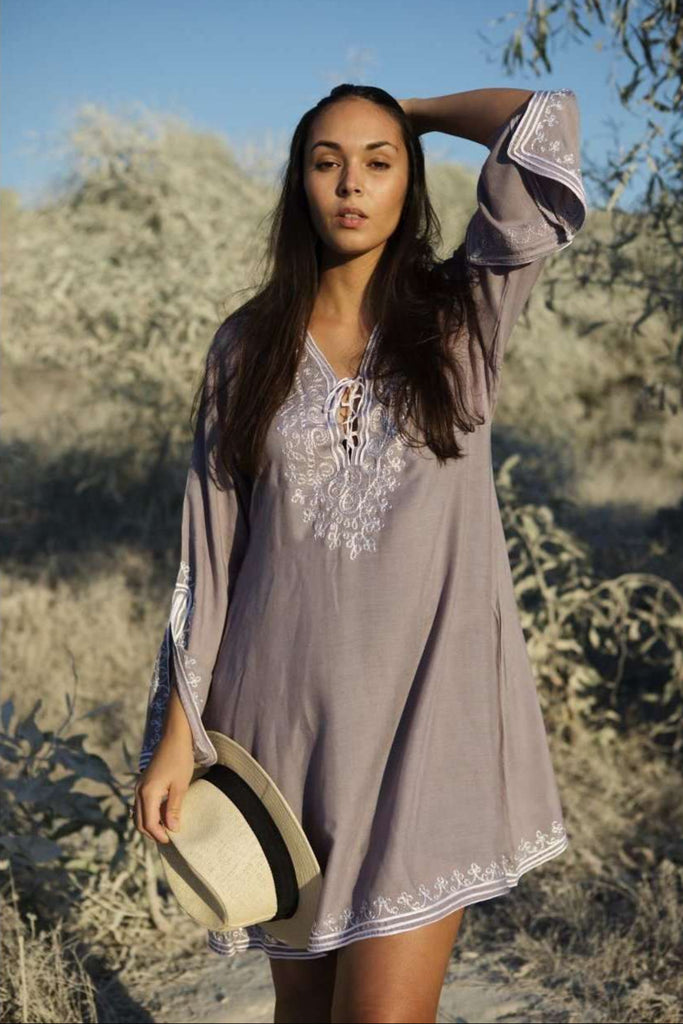 Grey Nadia Tunic Dress - Moroccan Tunic - Maison De Marrakech