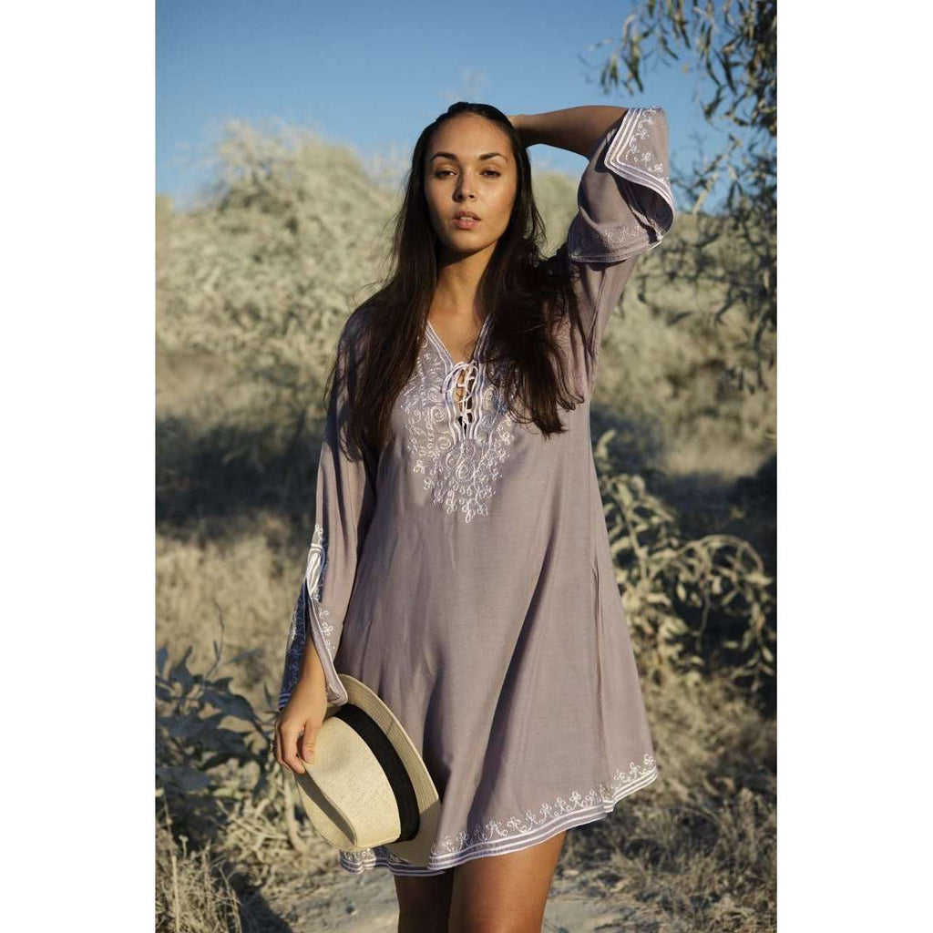 GreyEmbroidery Nadia Tunic Dress - Moroccan Tunic
