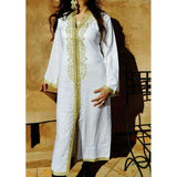 White with Gold Moroccan Kaftan-Lella Style - Maison De Marrakech