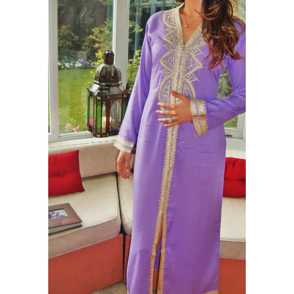Lilac Moroccan Lella Style Kaftan - Maison De Marrakech