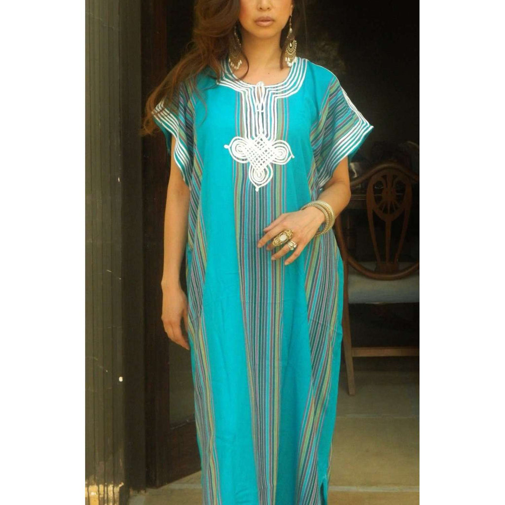 Turquoise Kaftan -Bedoin Style - Maison De Marrakech