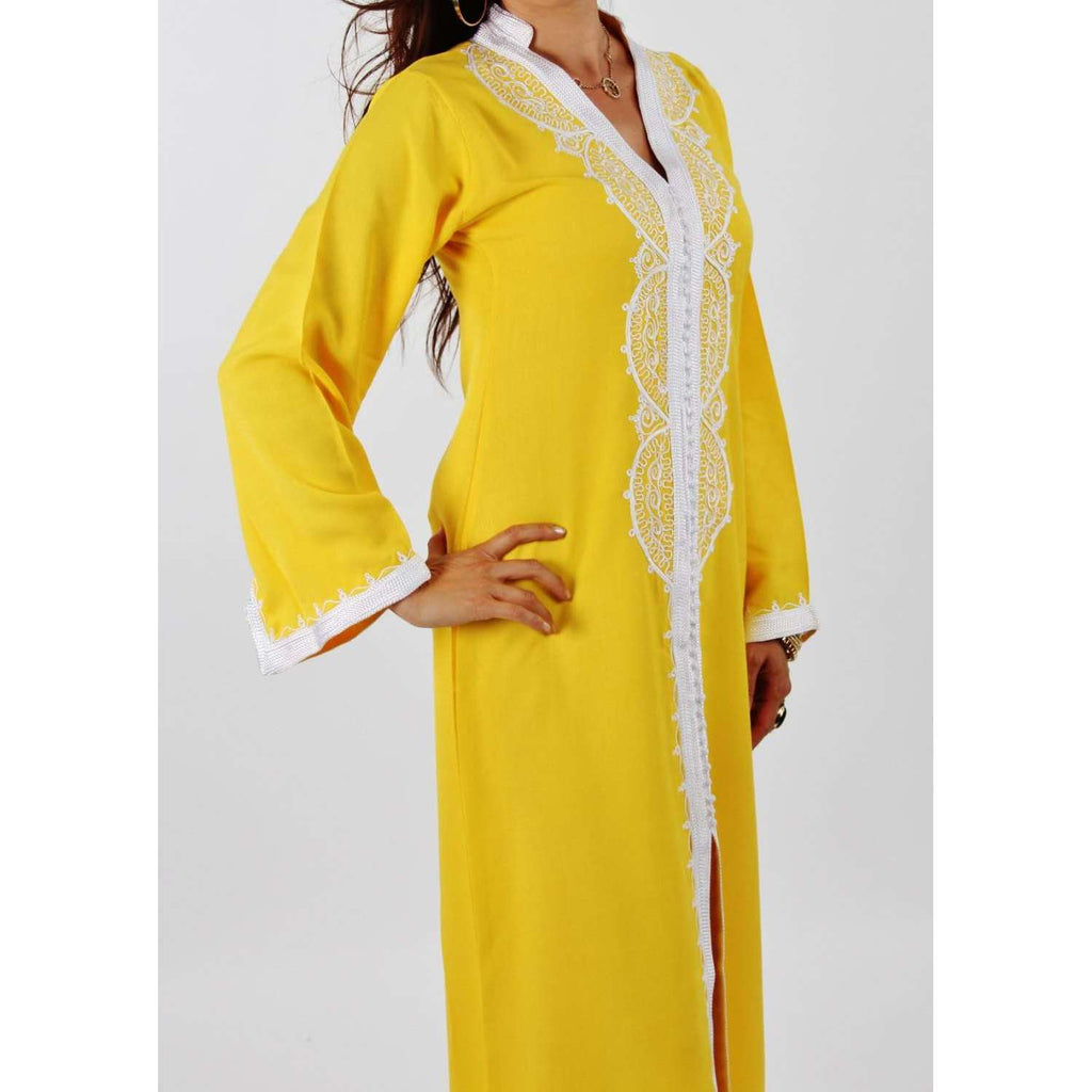 Yellow Moroccan Maxi Dress Kaftan- Lella Style - Maison De Marrakech