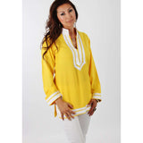 Mariam Style Yellow Tunic with White Embroidery - Maison De Marrakech