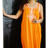 Resort Non-Sleeve Orange Kaftan Agadir Style - Maison De Marrakech